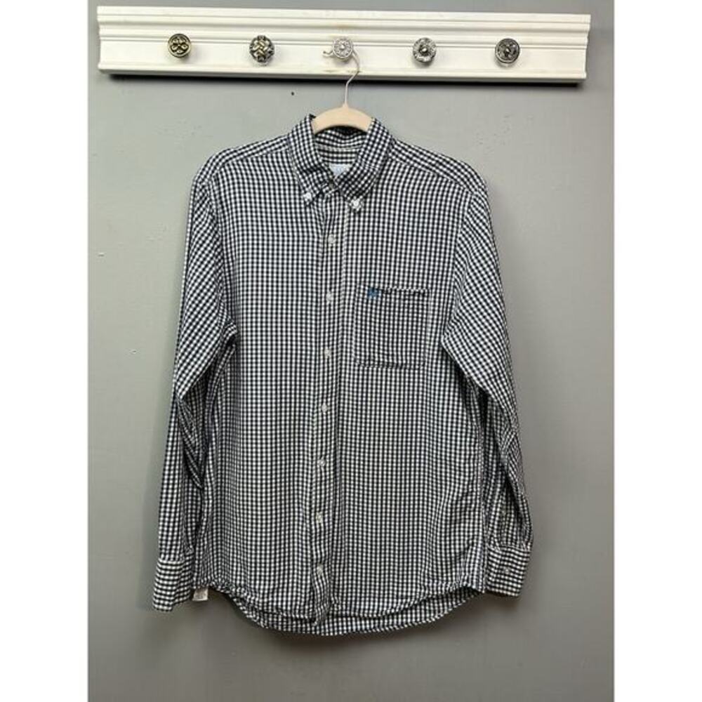 Coast Boardwalk Shirt Mens Medium Blue White Gingham Button Down Preppy Coastal‎